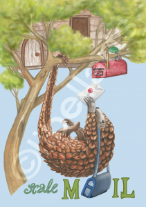 'Sacle Mail - Pangolin' - Aquarell mit digitaler Nachbearbeitung